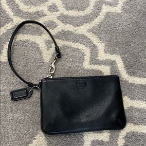 Coach black leather wristlet